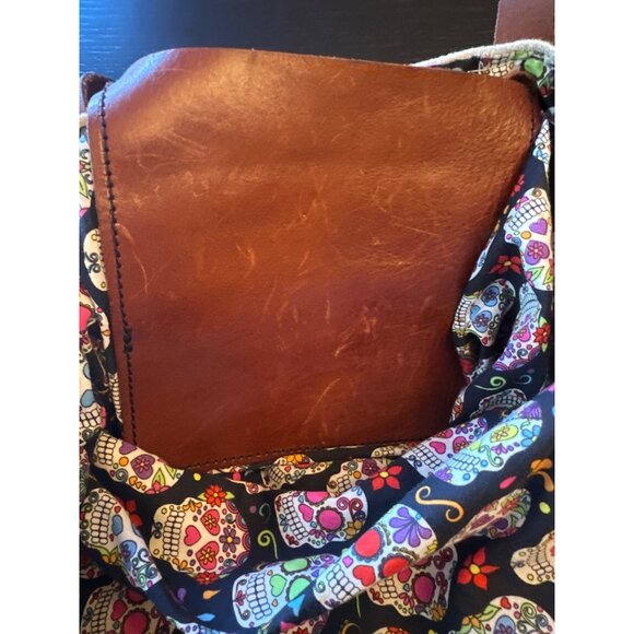 Canvas & Leather Tote Bag By Design By George Sugar Skull Lining - Picture 7 of 8